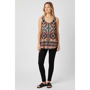 Vocal Women's Sleeveless Designed Tan & Black Top